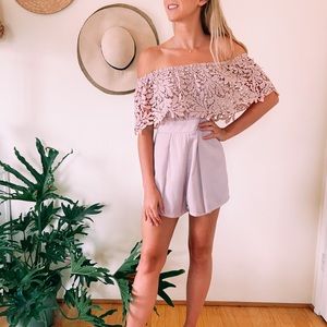 Lace romper in blush